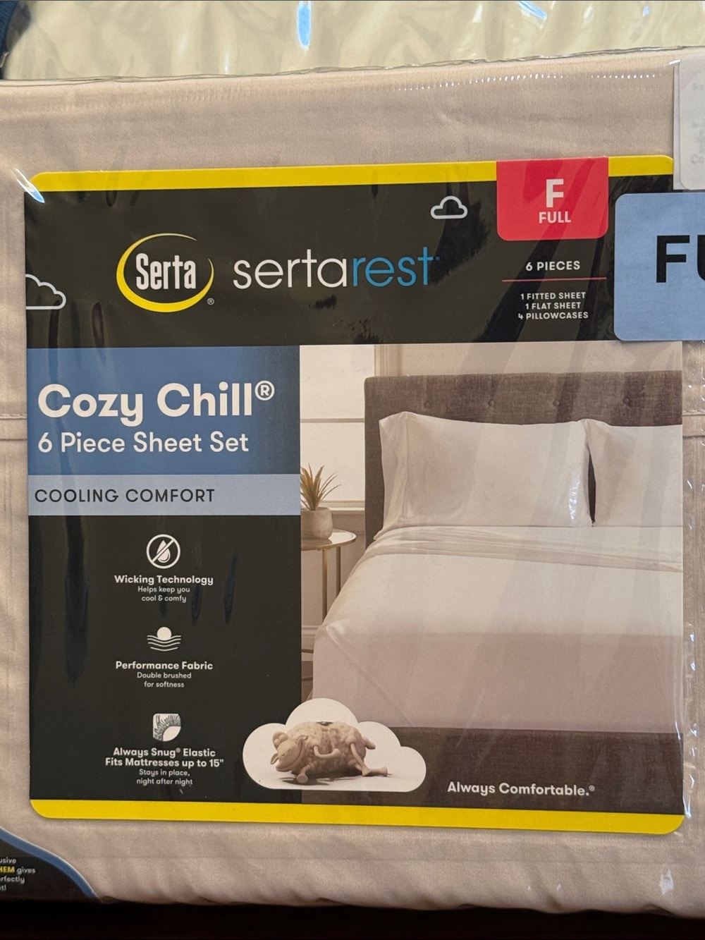 Serta Cozy Chill Full 6-Piece Sheet Set - Tan. - Picture 3 of 10
